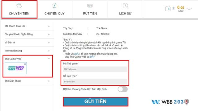 Nạp Tiền W88 Hướng Dẫn Cách Nạp Tiền Vào Tài Khoản Chi Tiết 7 Kiểm tra và nhập mã thẻ game khi nạp tiền W88